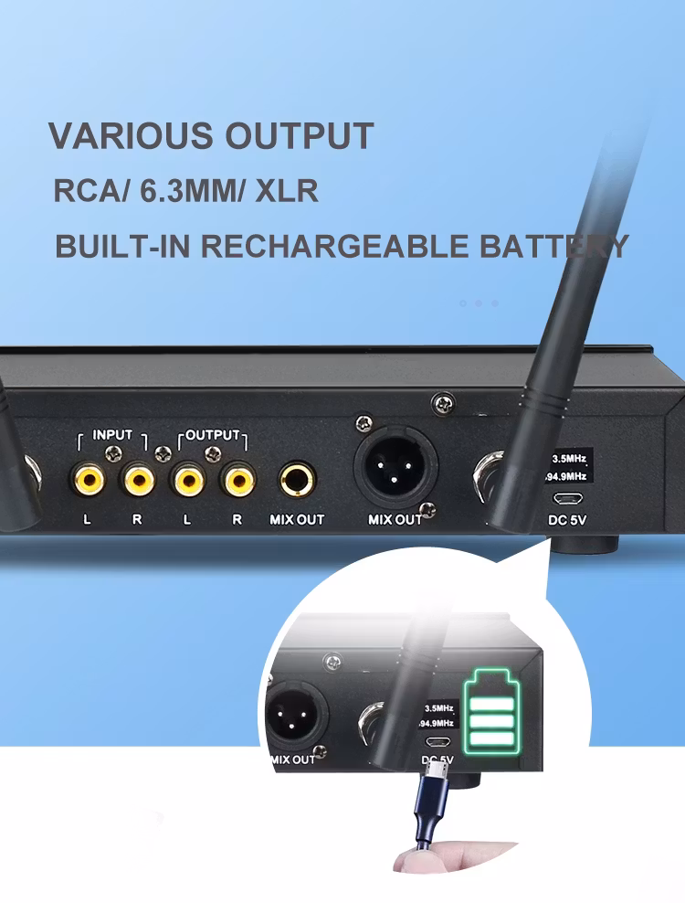 Trådlös UHF Karaoke mikrofonsystem ned Bluetooth