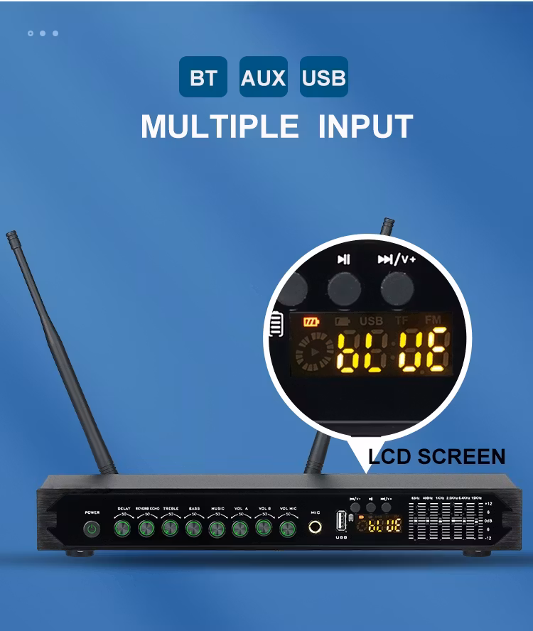 Trådlös UHF Karaoke mikrofonsystem ned Bluetooth