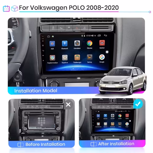 9" android 13 bilstereo VW polo ( 2008--2020) gps wifi carplay android auto blåtand wifi  rds Dsp RAM:2GB,ROM: 32GB  4G  LTE