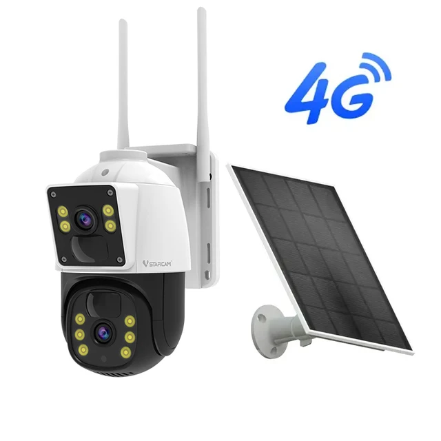 Dual lins Utomhus  4G LTE  solcell  bevakningskamera