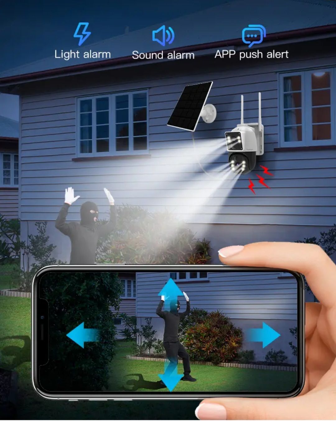 Dual lins Utomhus  4G LTE  solcell  bevakningskamera