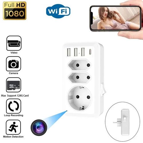 Vägguttag med  dold wifi videokamera