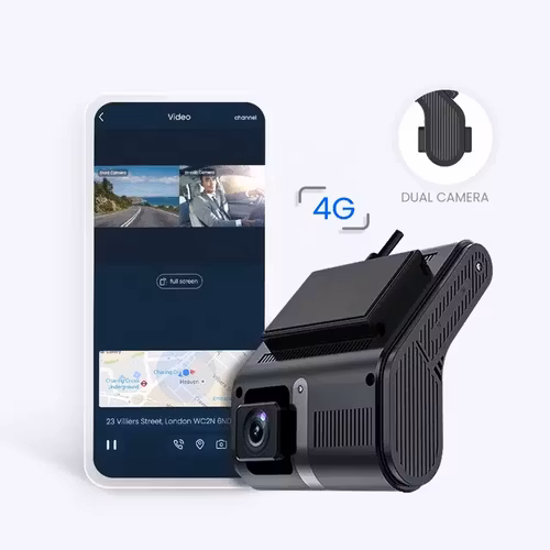 4G dual HD Dashcam  med GPs, 128GB extra minne