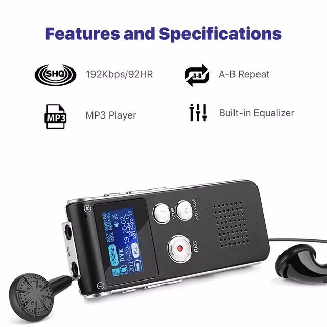 Digital diktafon med telefonsamtal inspelning ,mp3