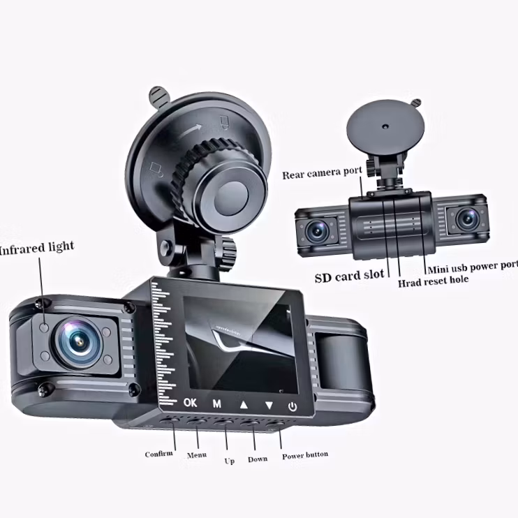 2"  , 3 Lens DASH CAM