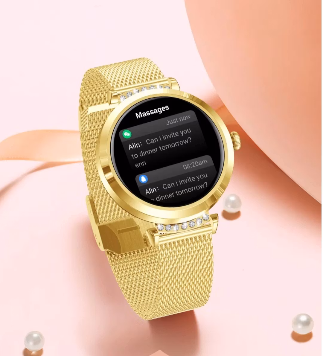 Dam smart armbandsur med hälso mätare, sport meny