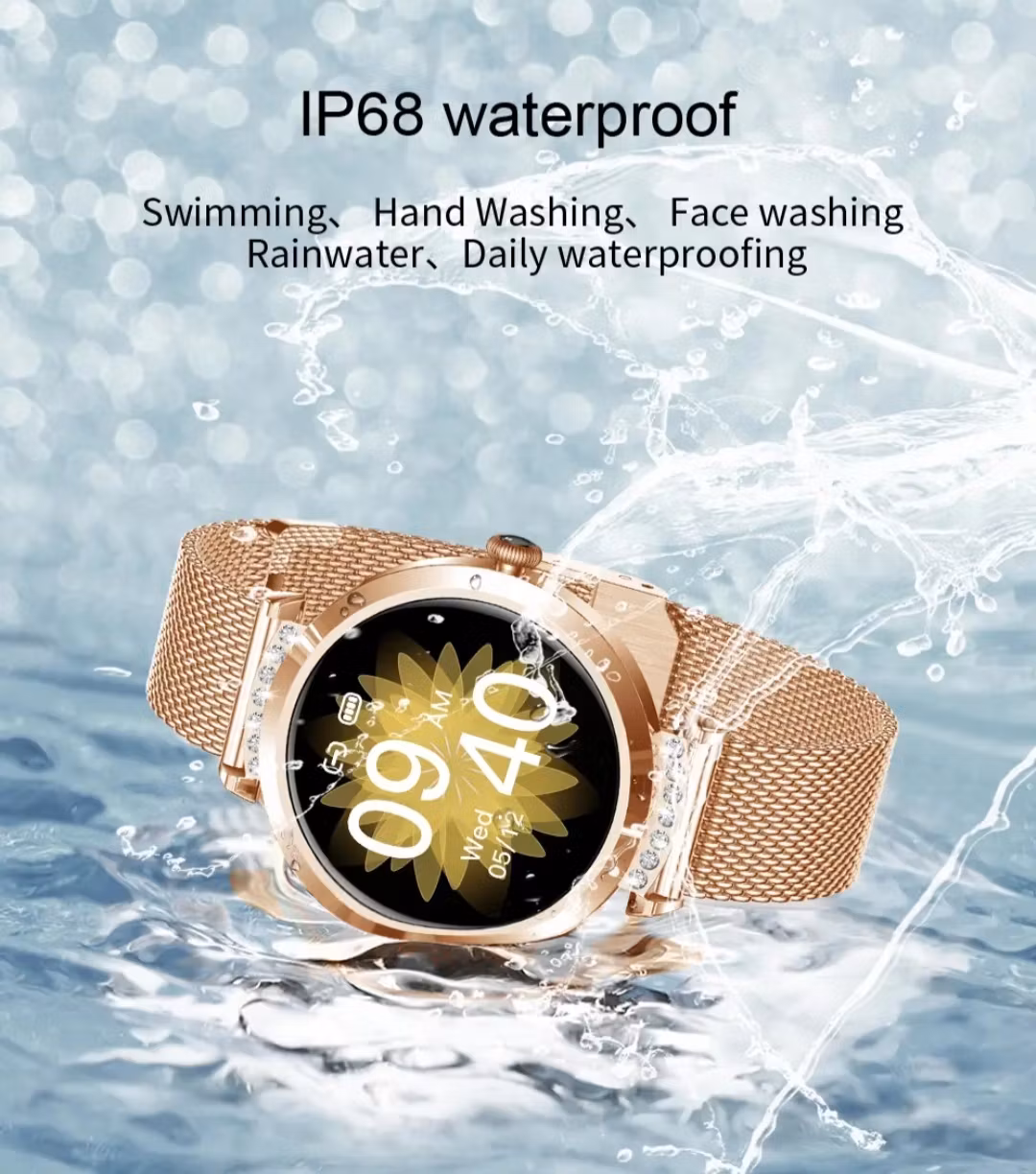 Dam smart armbandsur med hälso mätare, sport meny