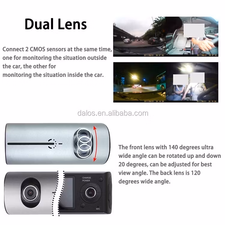 2.7" dual cam Dash-kamera