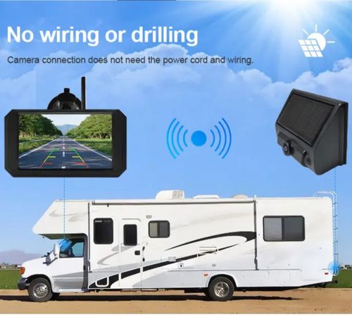 5"  Digital trådlös wifi 9-36 volt  backkamerasats solcell laddning