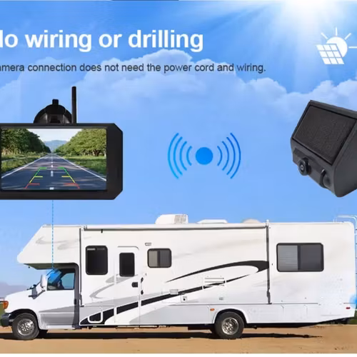 5"  Digital trådlös wifi 9-36 volt  backkamerasats solcell laddning