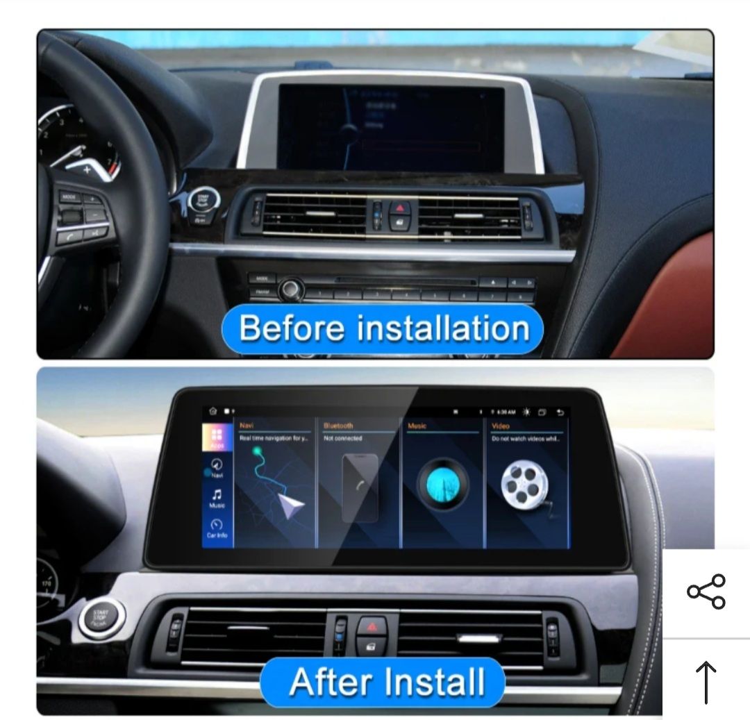 12..3" android 13 bilstereo BMW 6er F12 ( 2010---2017) gps wifi carplay android auto blåtand rds Dsp RAM :8GB,ROM :128Gb,4G LTE, Qualcomm snapdragon 668S processor