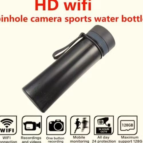 Vattenflaska med dold wifi kamera