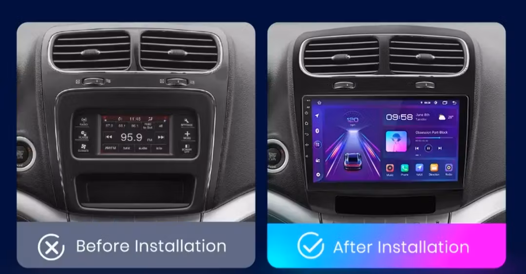 9"android 12, bilstereo  Fiat  freemont ( 2011--2020) gps wifi carplay android auto blåtand rds Dsp RAM:4GB, ROM:64GB,  4G LTE