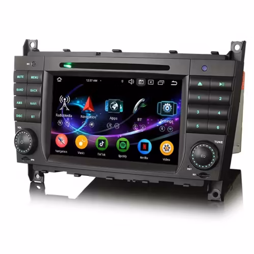 7"android 13, bilstereo dvd-spelare Mercedes-Benz C klass w203 (2004-2007)gps wifi carplay android auto blåtand rds Dsp RAM:4GB, ROM: 64GB, 4G LTE