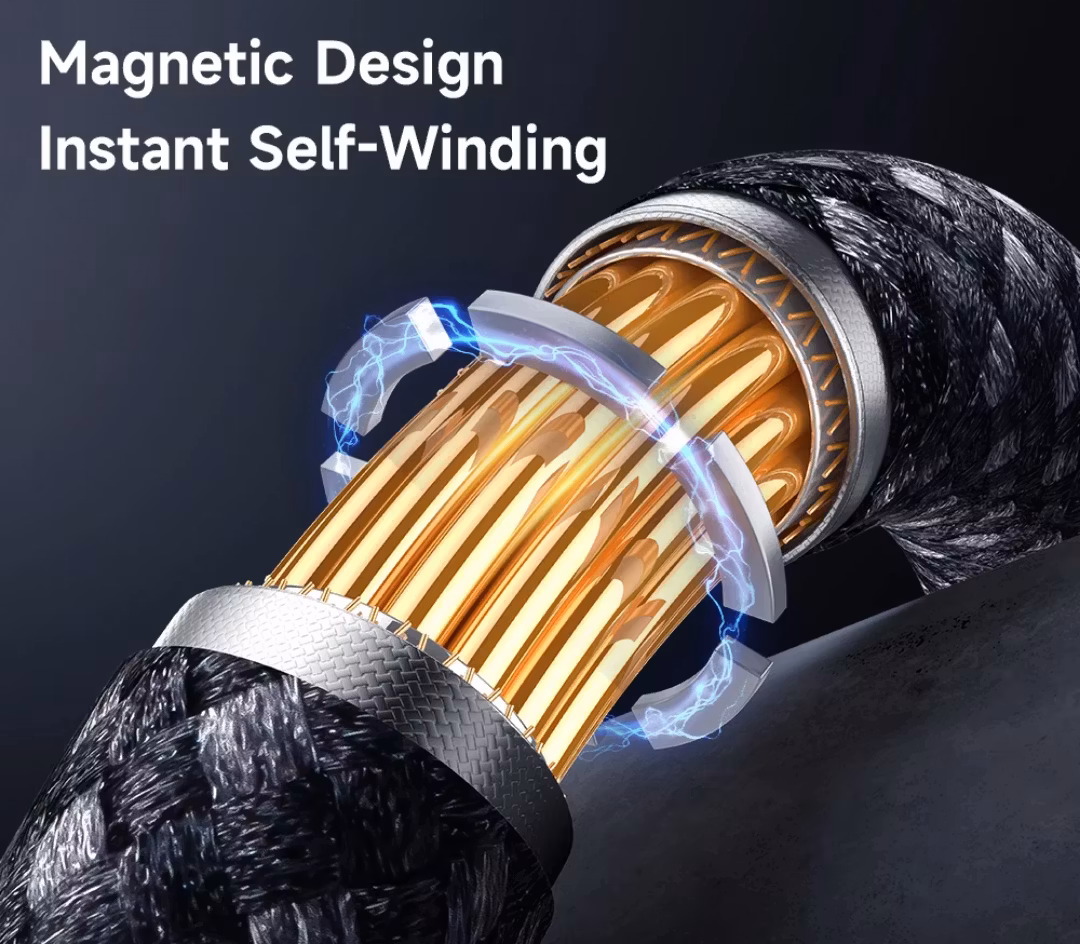 USB-C 6A Magnetisk självlindande datakabel 1,2m