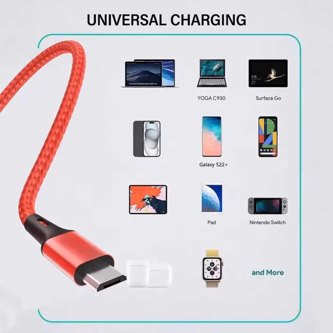 6A 3-i-1-laddningskabel USB-telefonöverföringskabel Tillbehör Snabbladdnings-USB-kabel