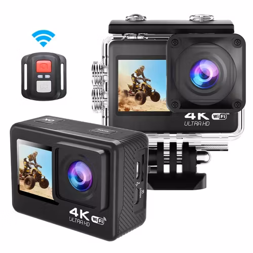 2"  4× zoom 4K Vattentät Actionkamera,wifi,fjärrkontroll, dual pekskärm 60FPS