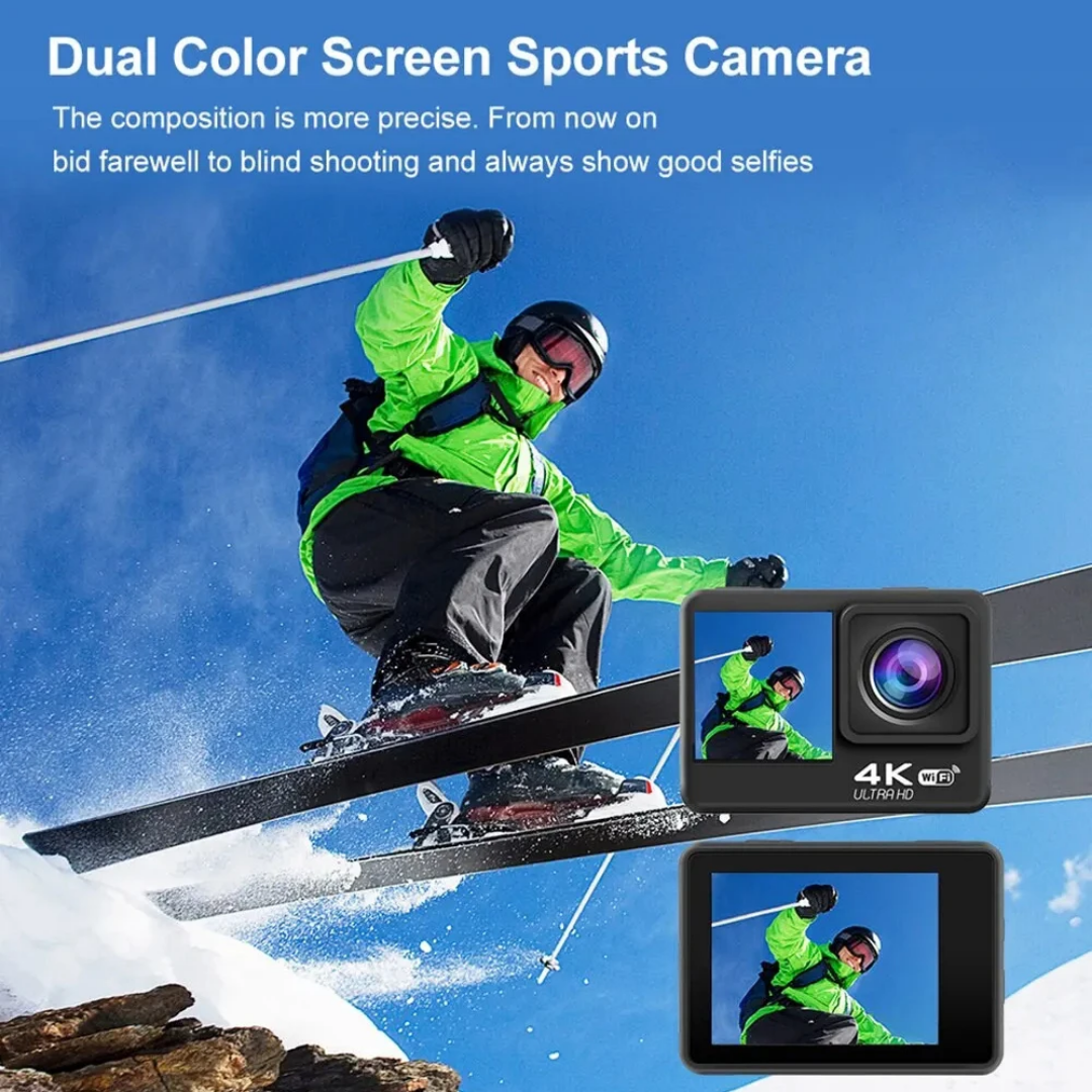 2"  4× zoom 4K Vattentät Actionkamera,wifi,fjärrkontroll, dual pekskärm 60FPS