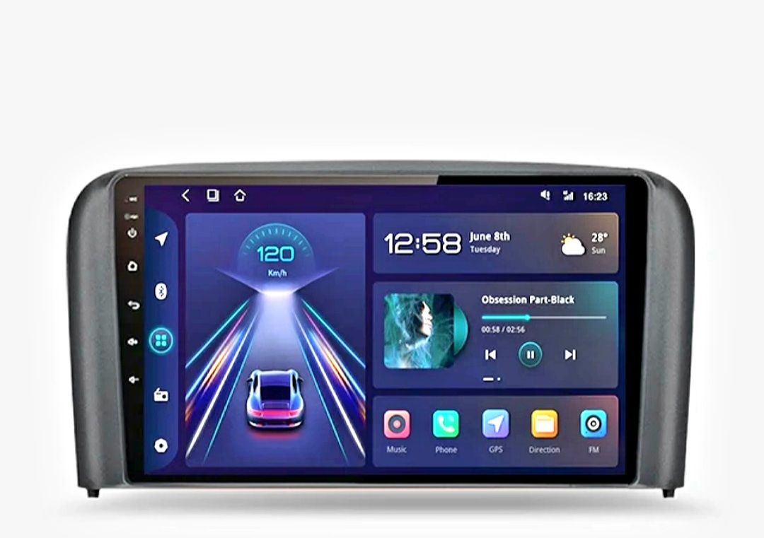 9"android 13, bilstereo volvo S80( 1998--2006) gps wifi carplay android auto blåtand rds Dsp RAM: 4GB, ROM: 64GB, 4G LTE + gratis backkamera