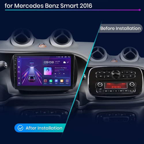 9"android 13 ,bilstereo  Mercedes Benz  Smart (2016--2018) gps wifi carplay android auto blåtand rds Dsp RAM:4GB, ROM: 64GB, 4G LTE