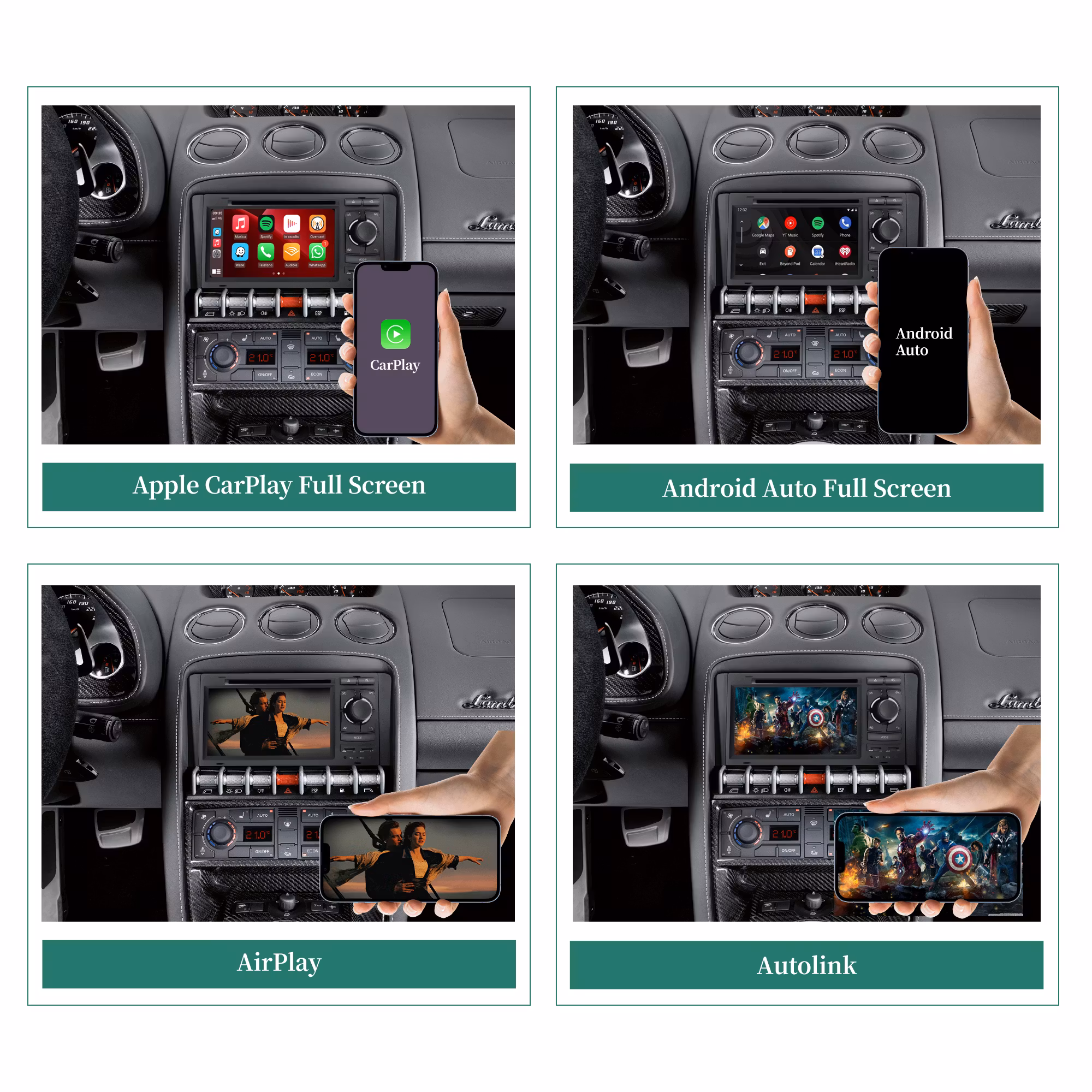 7" android 13, bilstereo dvd-spelare  Lamborghini gallardo (2003--2013) gps wifi carplay android auto blåtand rds Dsp RAM:8GB  ROM: 256GB  ,4G LTE