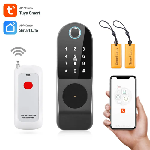 Hemlås Fjärrkontroll  Fingeravtryck WIFI Smart Dörrlås Tuya 