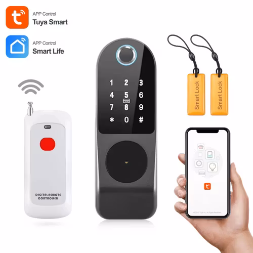Hemlås Fjärrkontroll  Fingeravtryck WIFI Smart Dörrlås Tuya