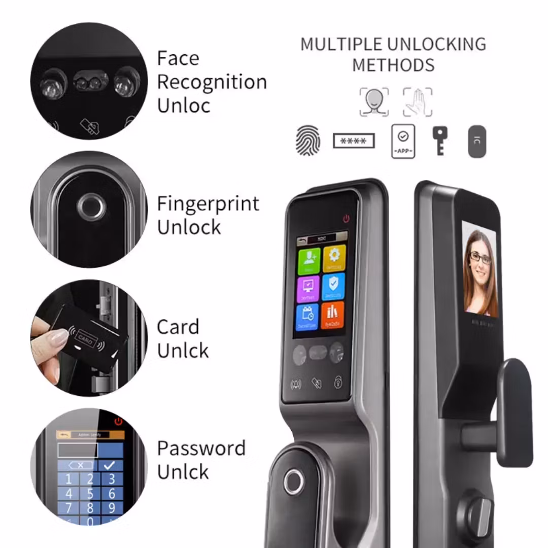 Tuya Smart WiFi Automatisk ansiktsigenkänning med fingeravtryck Smart dörrlås med HD-kamera