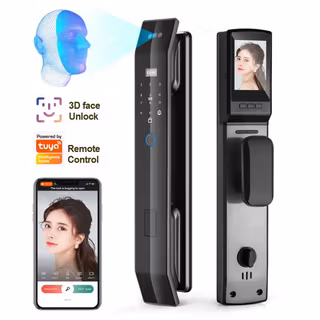 Smart Life App Fjärrkontroll Tuya Smart WiFi Lösenord Fingeravtryck 3D ansiktsigenkänning Dörrlås med intercom 