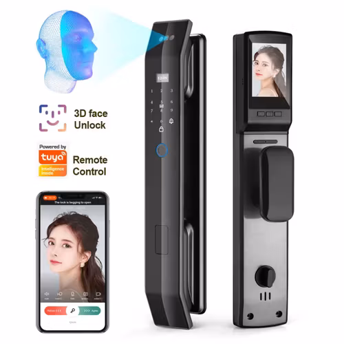 Smart Life App Fjärrkontroll Tuya Smart WiFi Lösenord Fingeravtryck 3D ansiktsigenkänning Dörrlås med intercom