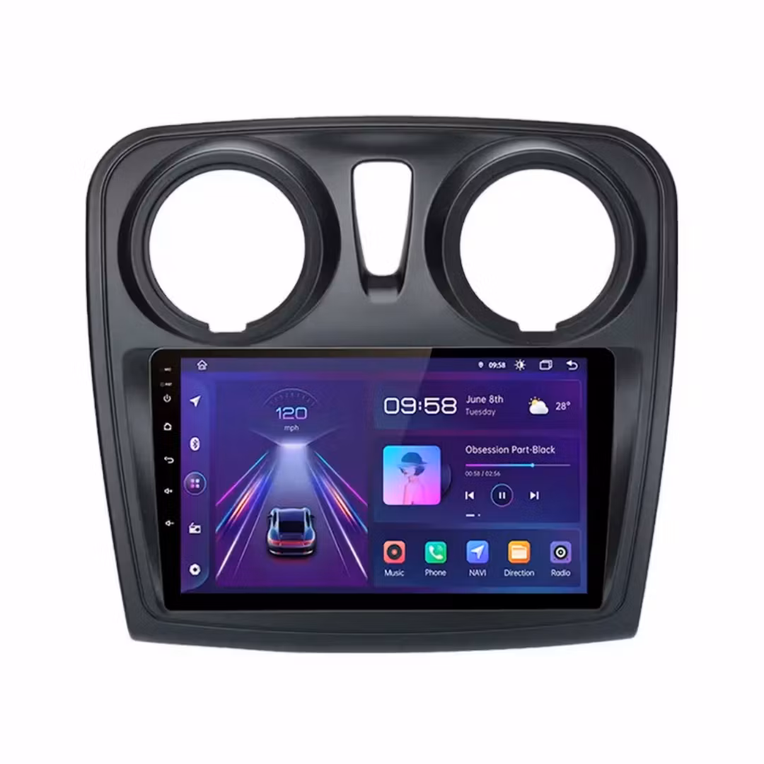 9"android 13, bilstereo  Renault logan 2, sandero ( 2014--2019) gps wifi carplay android auto blåtand rds Dsp RAM: 4GB, ROM:64GB, 4G LTE