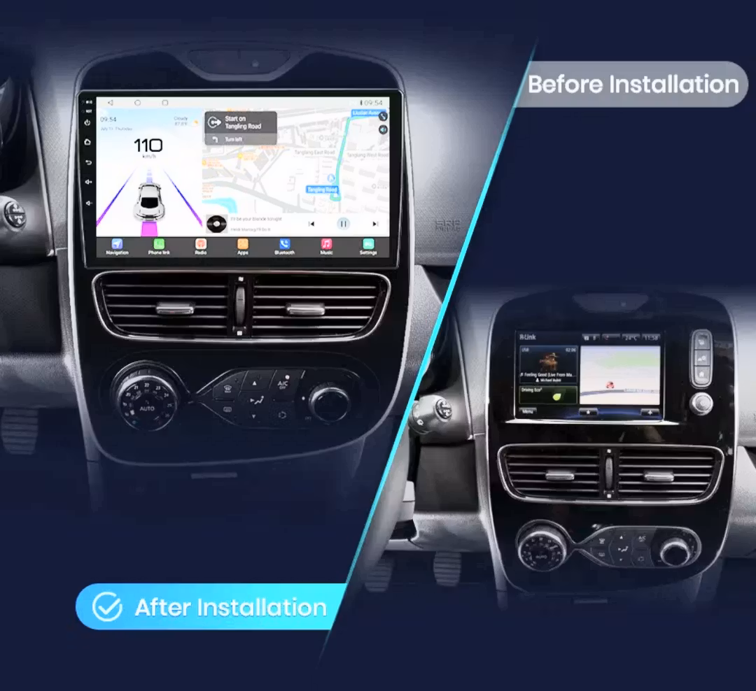 10"android 13, bilstereo  Renault Clio 4 (2016----2019) Qualcomm Snapdragon processor, gps  wifi carplay android auto blåtand rds Dsp RAM: 4GB, ROM: 64GB, 4G LTE