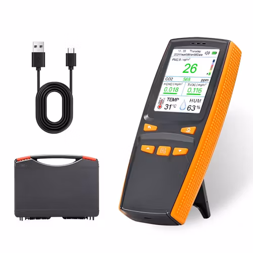 Bärbar luftkvalitetsmonitor CO2 PM2.5 HCHO TVOC-detektor LCD-skärm