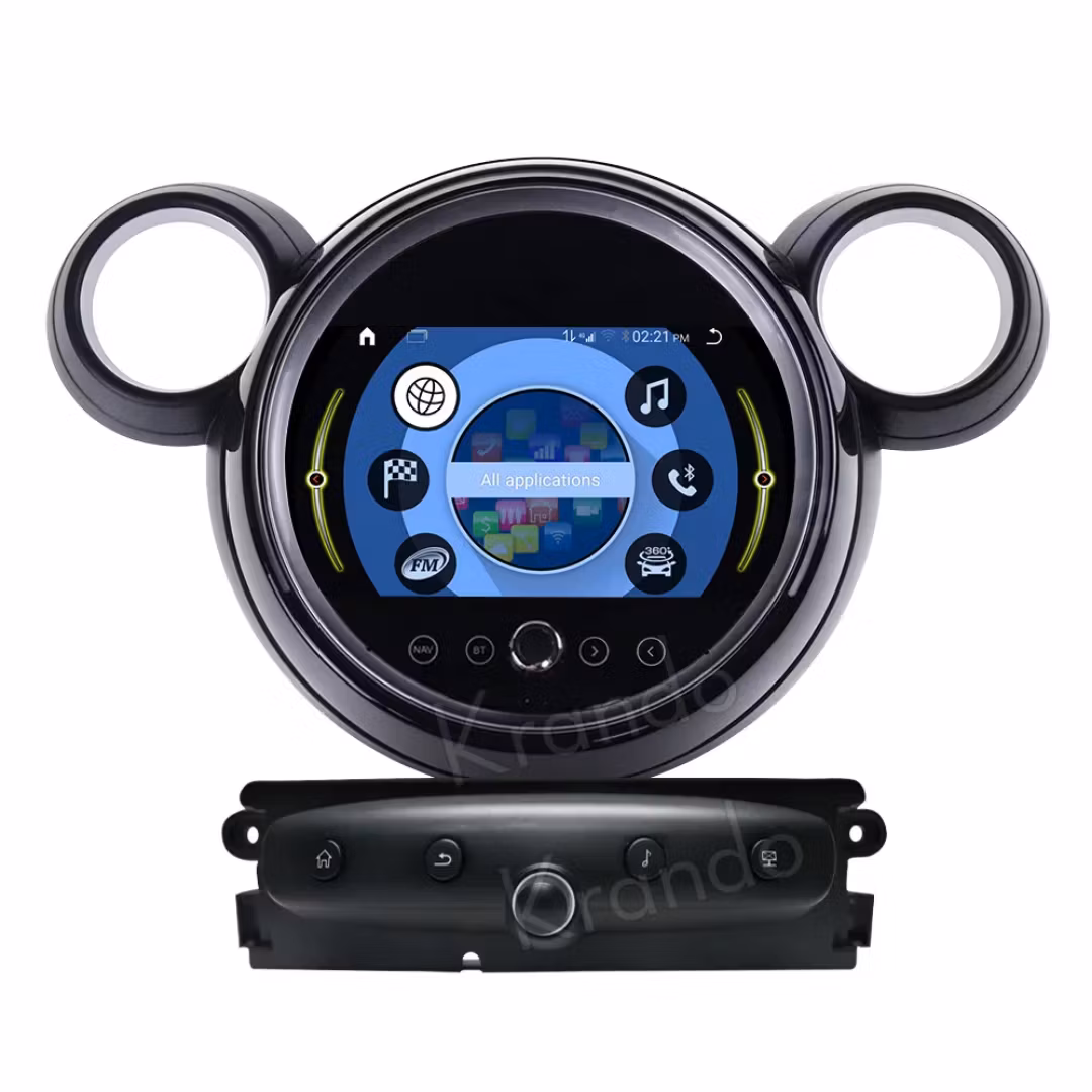 "android14, bilstereo med svart cd spelare  BMW mini Cooper Countryman ( 2011--2014) gps wifi carplay android auto blåtand rds Dsp RAM:8GB, ROM 64GB, 4G LTE