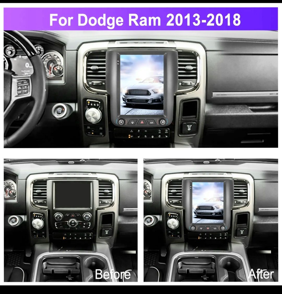 9,7" android 13, bilstereo Dodge Ram 1500(2013--2018) gps wifi carplay android auto blåtand rds Dsp RAM:4GB, ROM: 64GB, 4G LTE