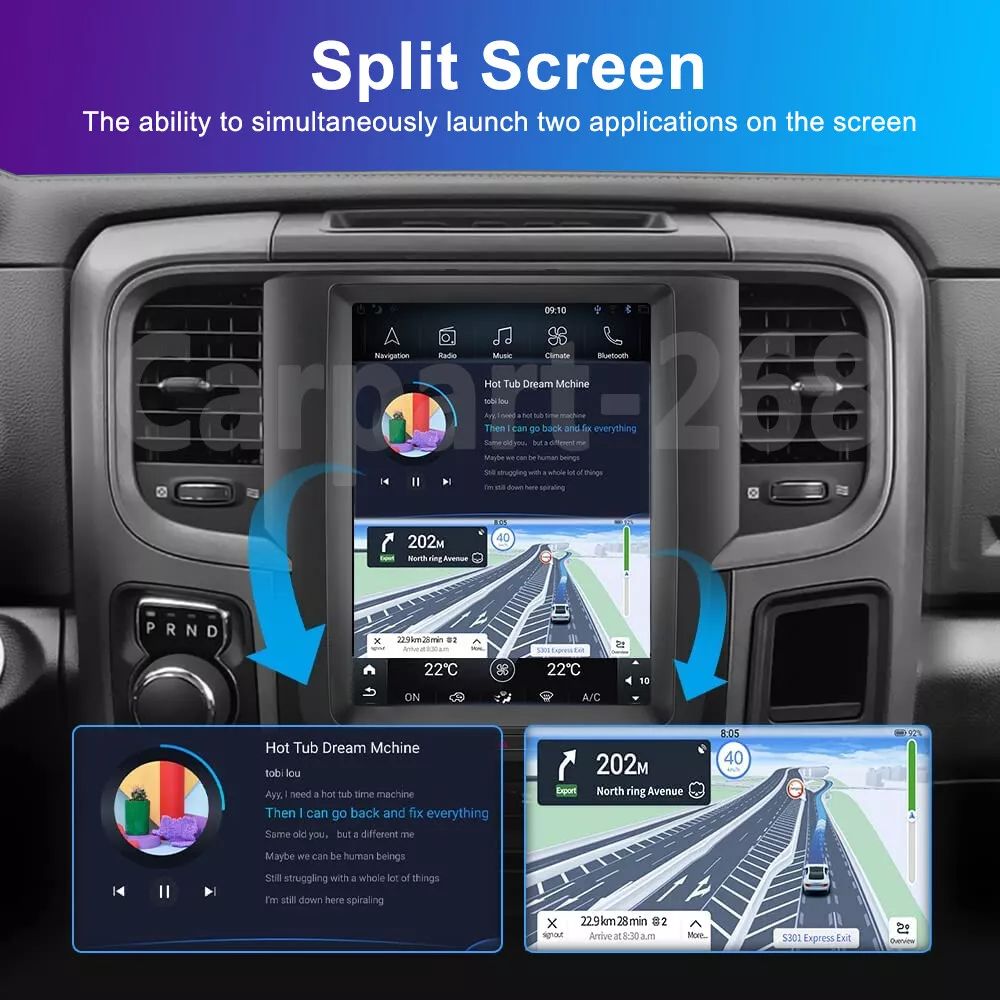 9,7" android 13, bilstereo Dodge Ram 1500(2013--2018) gps wifi carplay android auto blåtand rds Dsp RAM:4GB, ROM: 64GB, 4G LTE