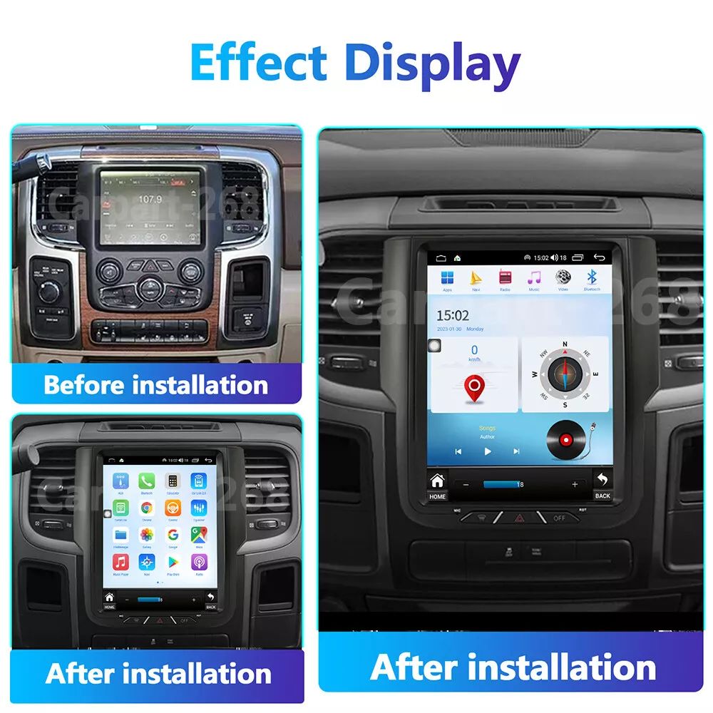 9,7" android 13, bilstereo Dodge Ram 1500(2013--2018) gps wifi carplay android auto blåtand rds Dsp RAM:4GB, ROM: 64GB, 4G LTE