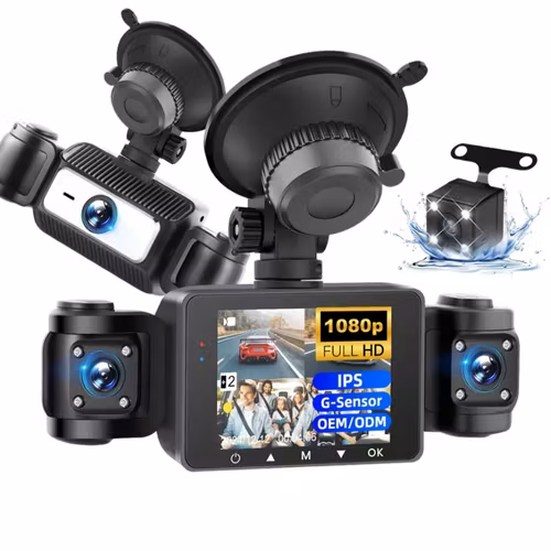 HD 1080P 4 kameror  Bil DVR Dash Cam Bilkamera 2,4 tum IPS-inspelare G-Sensor Night Vision Parkeringsmonitor + 4 x kameror