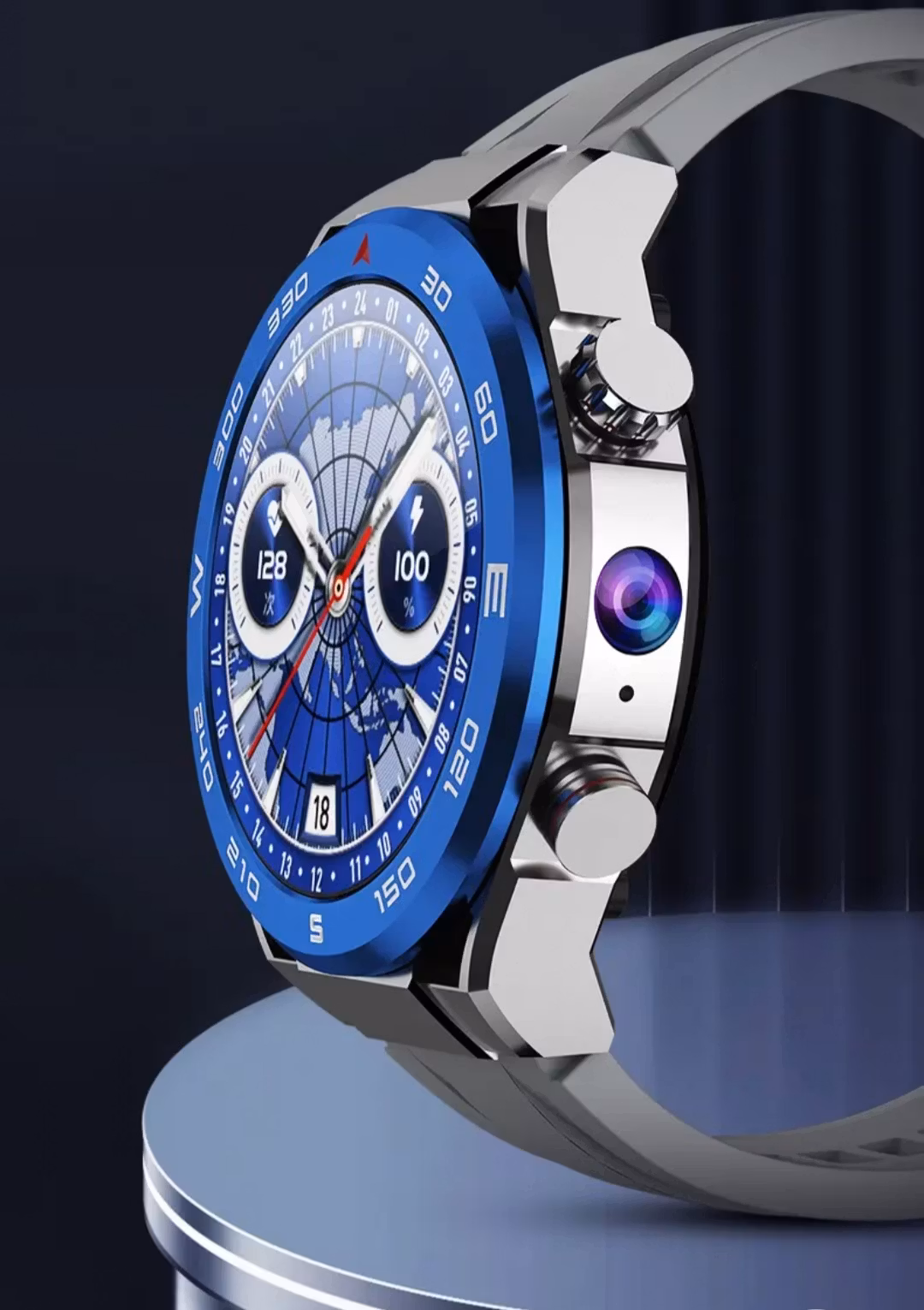 2025 Smartwatch Dubbla Kameror 4G Sim-kort med Wifi 1,53 tum Amoled-skärm Trådlös laddning Vattentät Relojes Smart klocka
