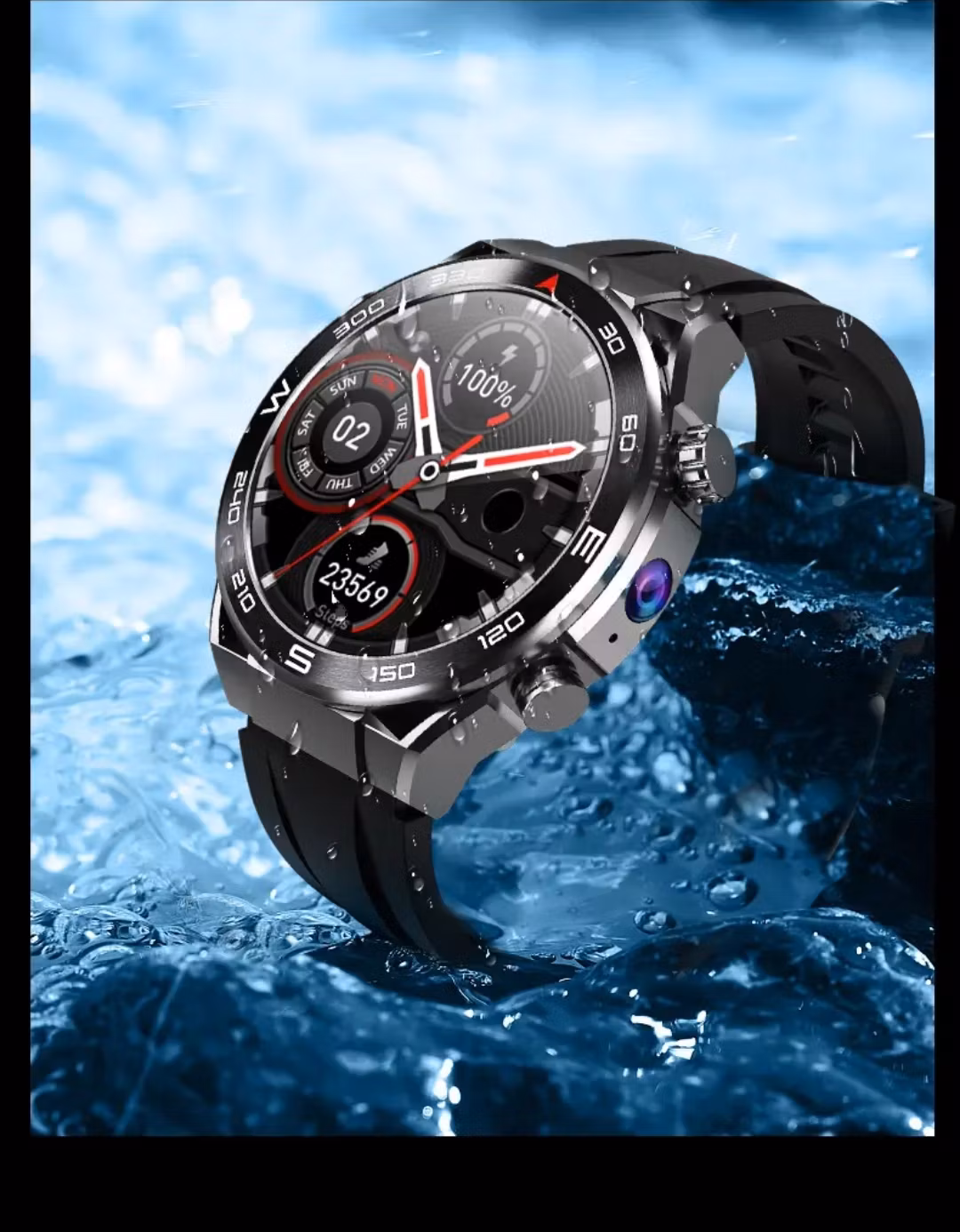 2025 Smartwatch Dubbla Kameror 4G Sim-kort med Wifi 1,53 tum Amoled-skärm Trådlös laddning Vattentät Relojes Smart klocka