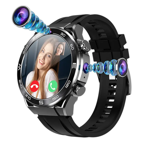 2025 Smartwatch Dubbla Kameror 4G Sim-kort med Wifi 1,53 tum Amoled-skärm Trådlös laddning Vattentät Relojes Smart klocka
