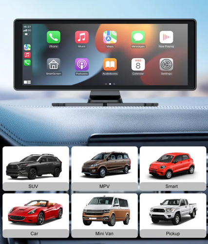 10,26'' IPS pekskärm HD Bärbar Monitor Trådlös Carplay Android auto Display Universal bil  Media spelare