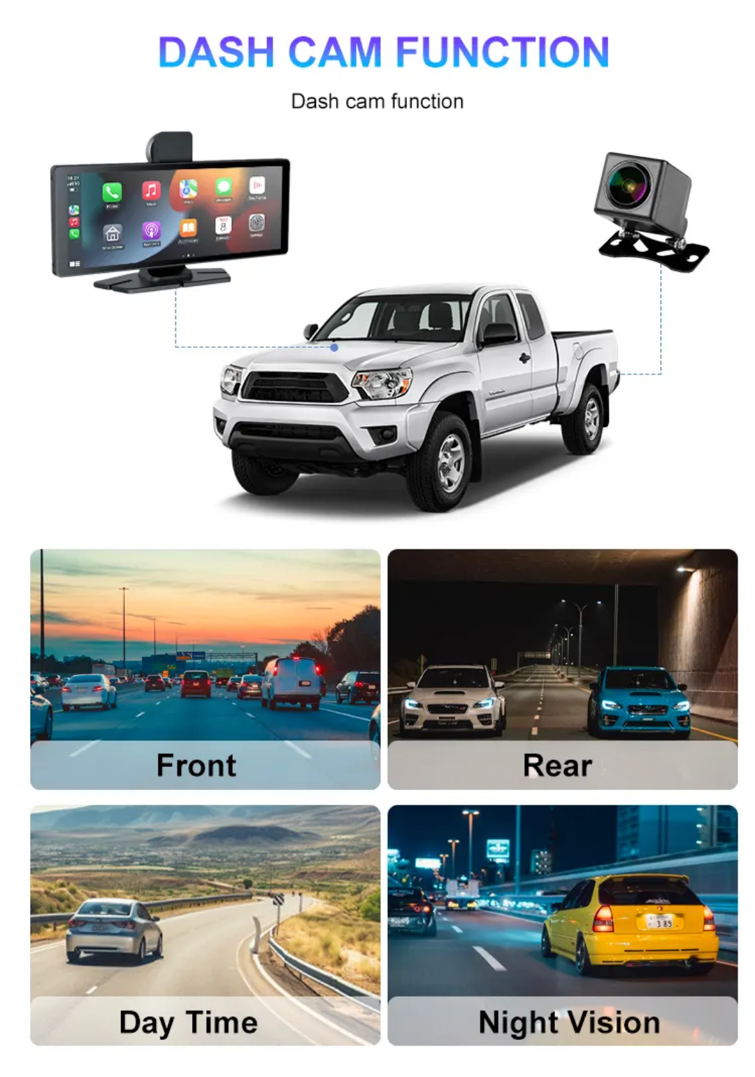 10,26'' IPS pekskärm HD Bärbar Monitor Trådlös Carplay Android auto Display Universal bil  Media spelare