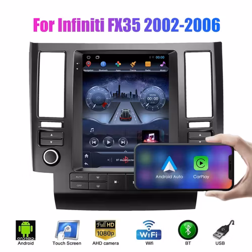 9.7" Android 13. Bilstereo Infiniti FX35 ,Fx 45 (2002--2006)gps wifi carplay android auto blåtand rds Dsp RAM:6GB  ROM:128G 4G LTE