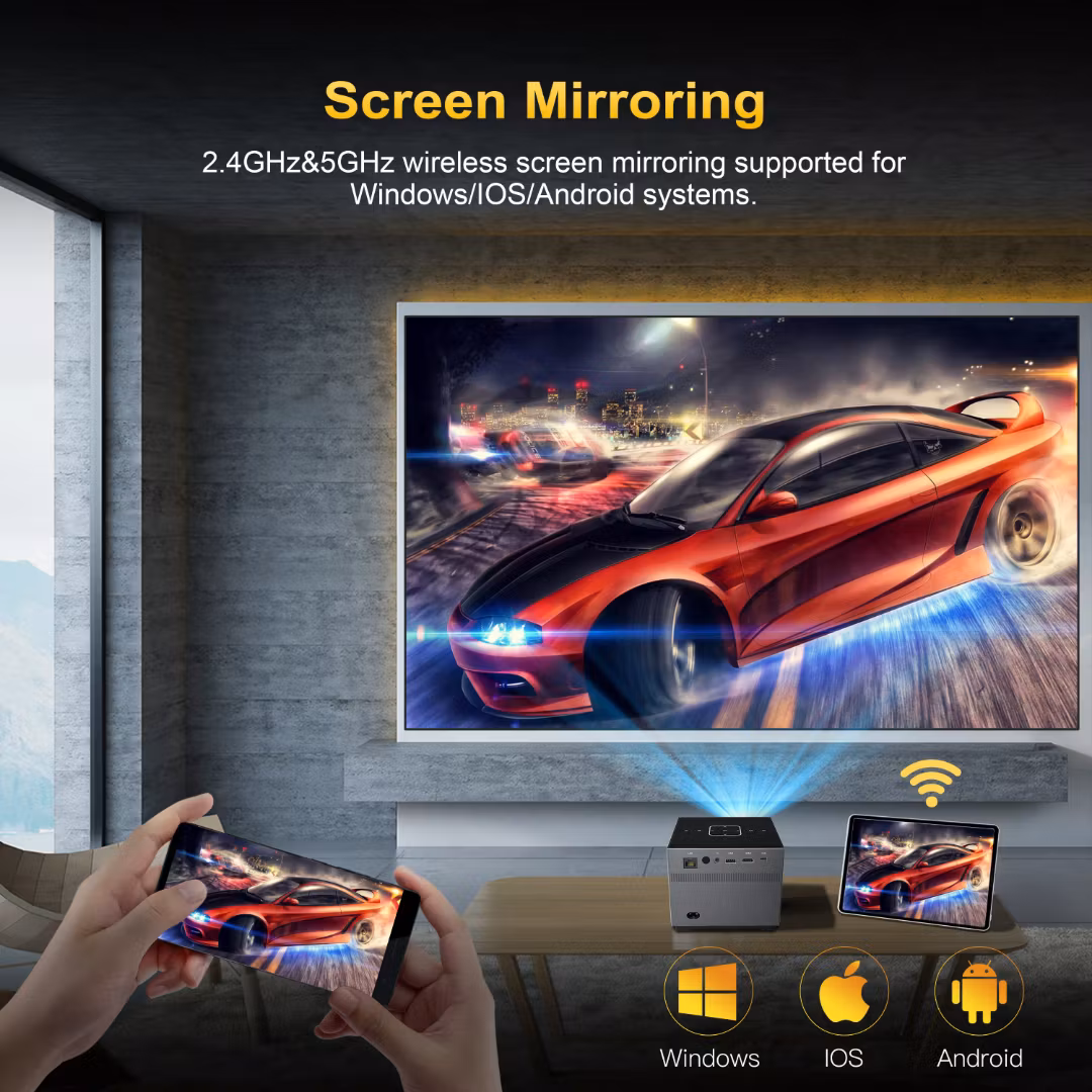 5G wifi 80"  android 11 mini videoprojektor, 1200 Ansi Lumens,16GB