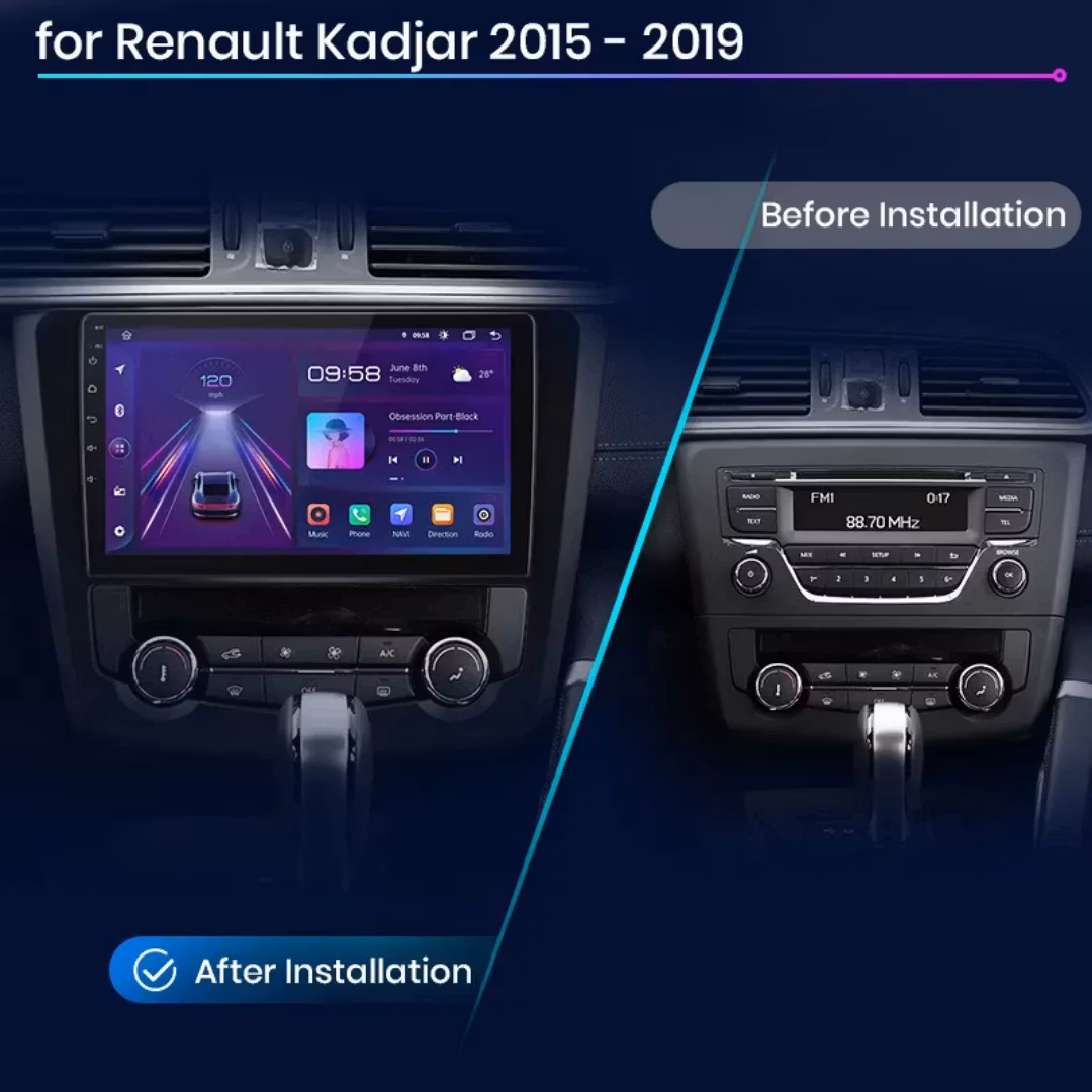 9"android 13,bilstereo Renault kadjar ( 2015--2019)gps wifi carplay android auto blåtand rds Dsp RAM:4GB, ROM:64GB  ,4G LTE