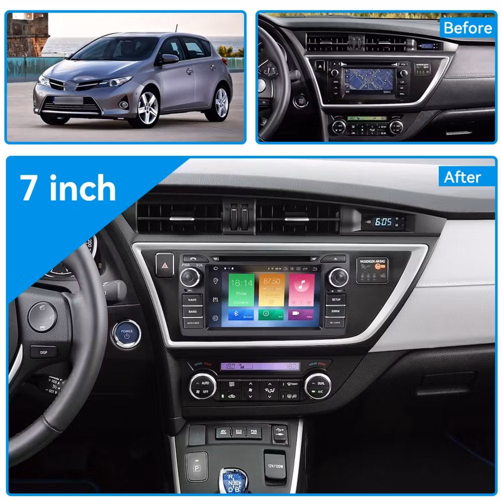 7"android 13,bilstereo  dvd-spelare Toyota Auris ( 2013-2015) gps wifi carplay android auto blåtand rds Dsp RAM: 4GB, ROM: 64GB  4G LTE