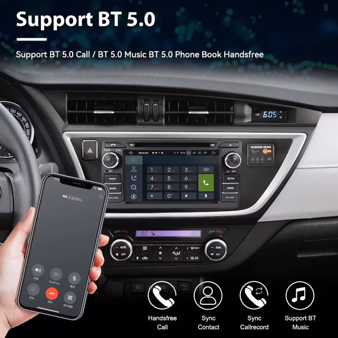 7"android 13,bilstereo  dvd-spelare Toyota Auris ( 2013-2015) gps wifi carplay android auto blåtand rds Dsp RAM: 4GB, ROM: 64GB  4G LTE