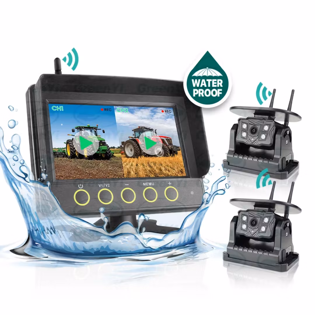 4 kanaler 7" vattentätt monitor + 5G wifi magnetisk  9600mAh  backkamera, 128GB extra minne