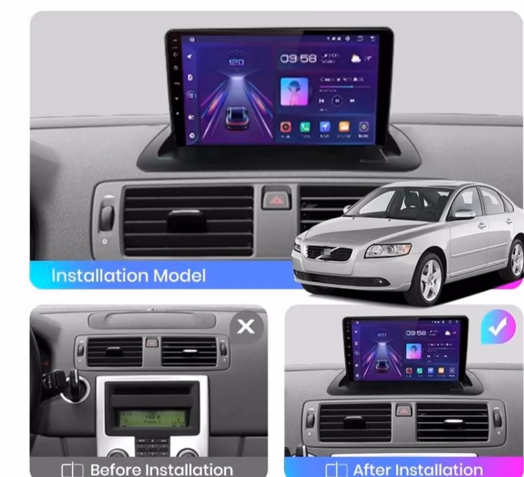 9" android 14,bilstereo Volvo S40/C30/C70( 2006-2012) gps wifi carplay android auto blåtand rds Dsp RAM:4GB, ROM:64GB, 4G LTE+ gratis backkamera
